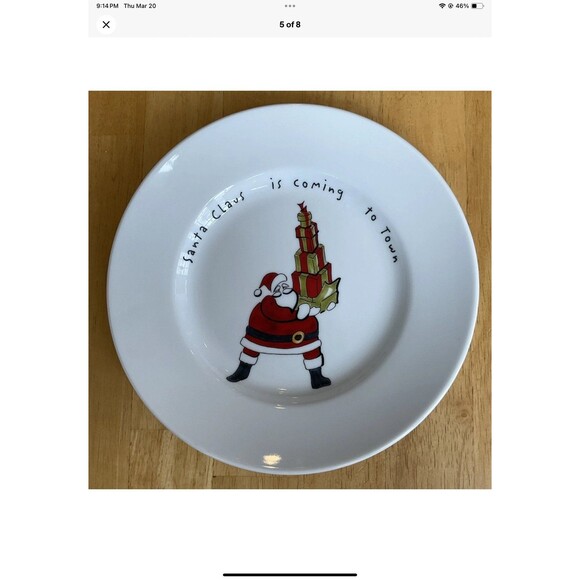 Pottery Barn Holiday Cheer 8" Ceramic Dessert/Salad Plates Set of 4 - Picture 5 of 8